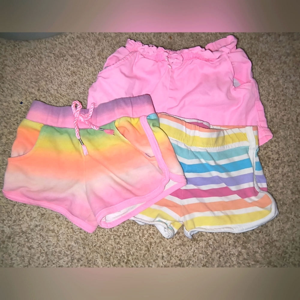 Lot of Three Girls Rainbow 🌈 Shorts (two size 2T, one size 3T)